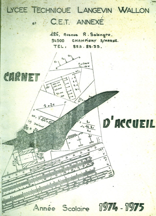 Carnet d'accueil lycée Langevin Wallon -année 1974